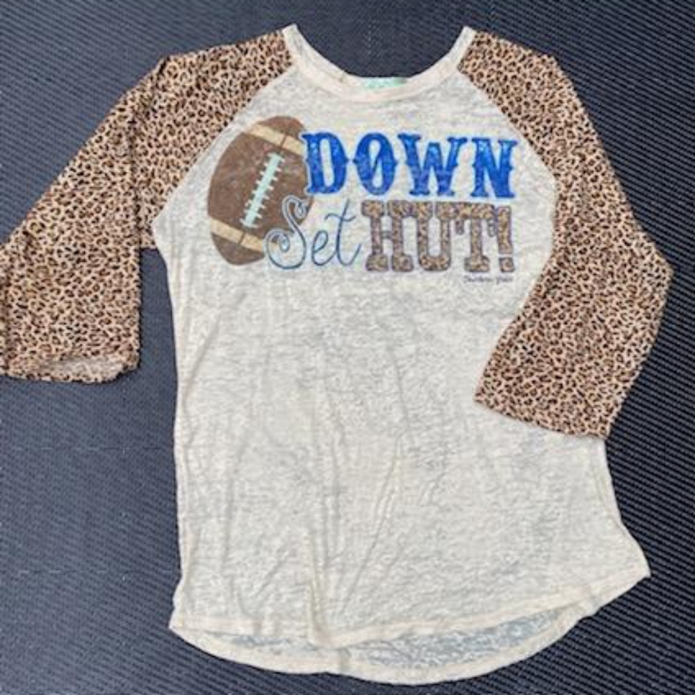 Southern Grace Football baseball tee tshirt Leopard Mom Women's Plus size 2X XXL